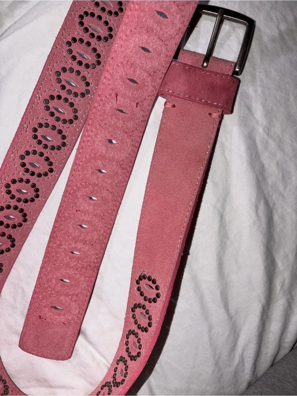 American Eagle Outfitters Pink Suede Studded Women's Belt large coastal cowgirl